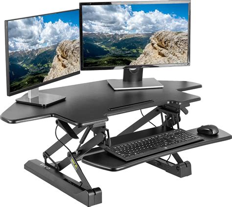 Buy Vivo Black Corner Deluxe Height Adjustable 43 Inch Standing Desk