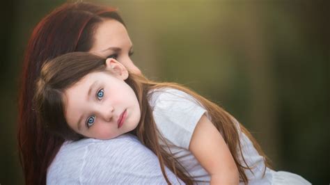 Mom And Daughter With Blue Eyes Wallpaper For Desktop 1920x1080 Full Hd