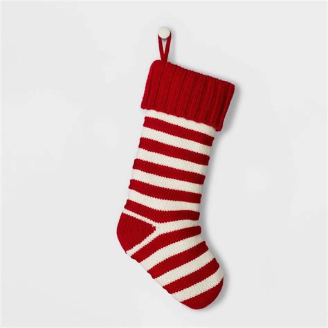 Stripe Knit Christmas Stocking Red And White Wondershop Christmas