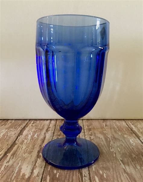 Vintage Blue Goblets Cobalt Blue Libbey Duratuff Usa Gibraltar Blue