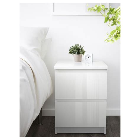 Malm Chest Of 2 Drawers High Gloss White 40x55 Cm Ikea White