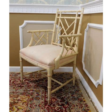 36 x 22 ¾ x 19. W & J Sloane Furniture Rattan Chippendale Painted Dining ...