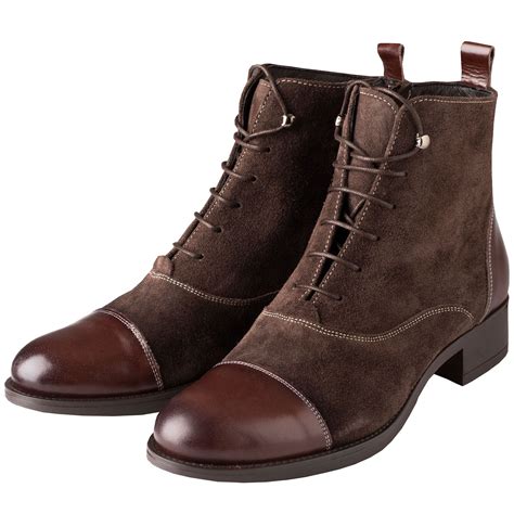 Brown Leather Lace Up Ankle Boots Cordings