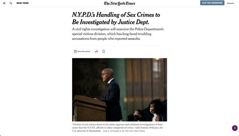 for the new york times n y p d s handling of sex crimes to be investigated by justice dept by