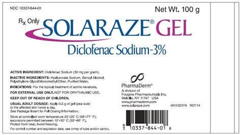 The gel should be applied very thinly to the painful areas of the skin. Solaraze - FDA prescribing information, side effects and uses