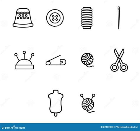 Vector Icon Set For Tailoring And Needlework Stock Vector