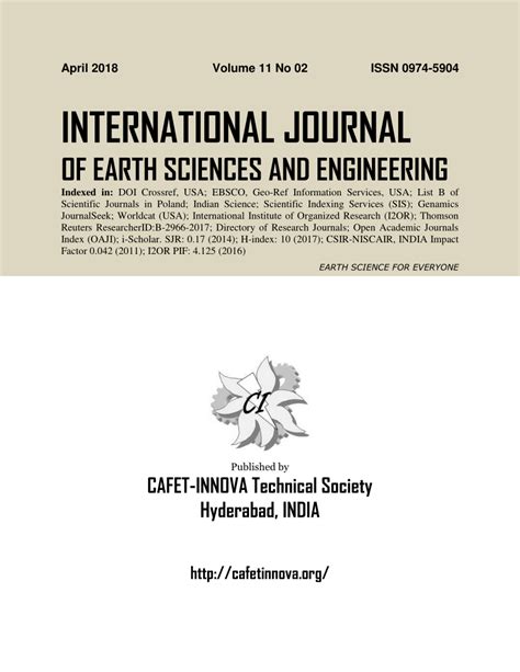 Pdf International Journal Of Earth Sciences And Engineering