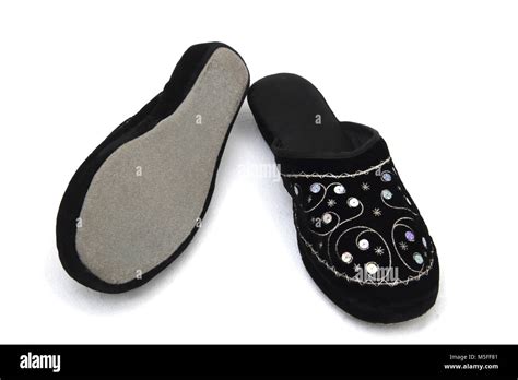 Black Slipper With Sequins Stock Photo Alamy