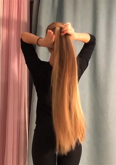 video super beautiful blonde contrasts realrapunzels long hair play wearing all black