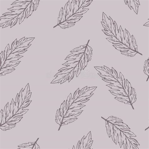 Pastel Vector Seamless Pattern With Hand Drawn Leaves Stock