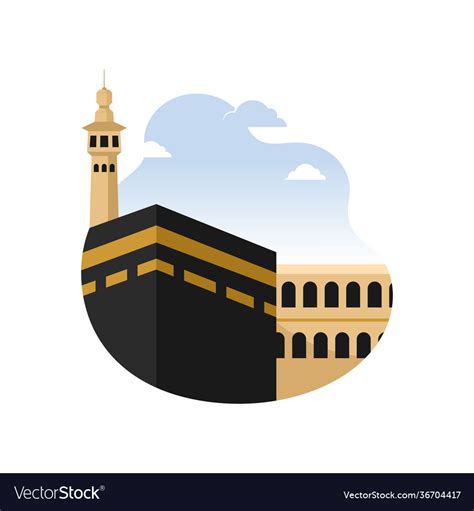 Islamic Holy City Mecca Kaaba Building Concept Vector Image