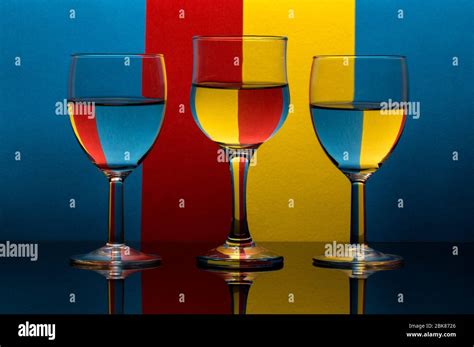 Colored Reflections In Wine Glass Stock Photo Alamy
