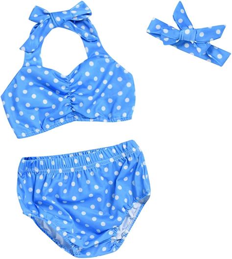 Baby Girls Bikini Polka Dot Swimsuits Halter Swimwear Tankini With