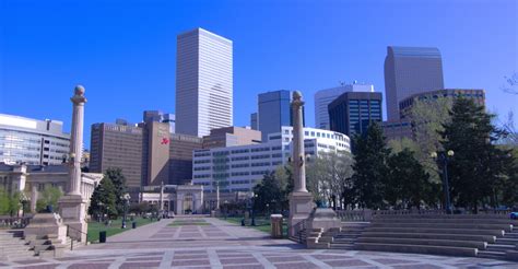 Downtown Denver Skyline With The Greek Amphitheater Of Civic Center