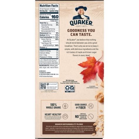 Quaker Breakfast Cereal Maple And Brown Sugar Instant Oatmeal Value Pack 18 Ct 1 51 Kroger