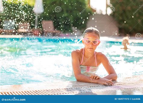 Happy Beautiful Girl Having Fun At The Pool Stock Image Image Of