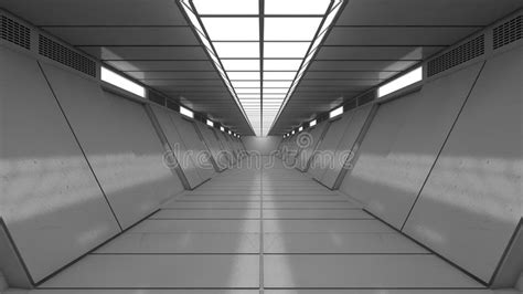 Futuristic Interior Corridor Architecture Stock Illustration
