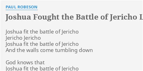 Joshua Fought The Battle Of Jericho Lyrics By Paul Robeson Joshua