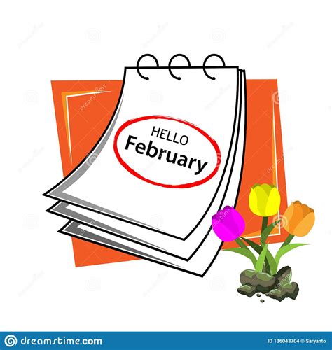 Hello February With Reminder Paper Stock Vector Vector Illustration