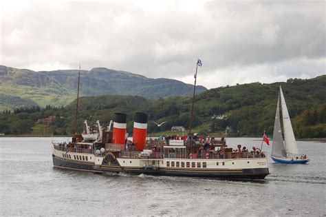 The Last Ocean Going Paddle Steamer The Waverley Sailing Up The Clyde
