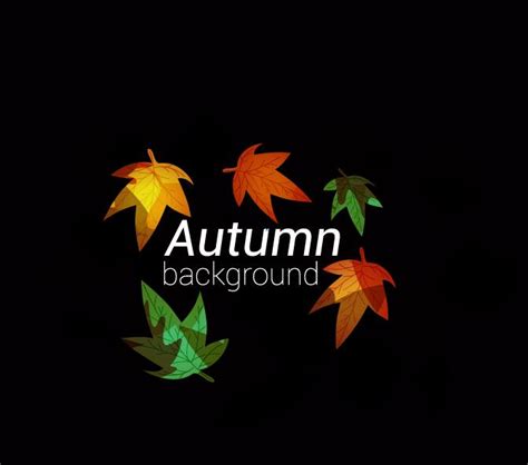 Colored Autumn Leaves With Black Background Vector Free