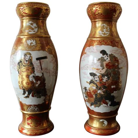 Pair Of Japanese Porcelain Meiji Period Dai Nippon Kutani Vases For