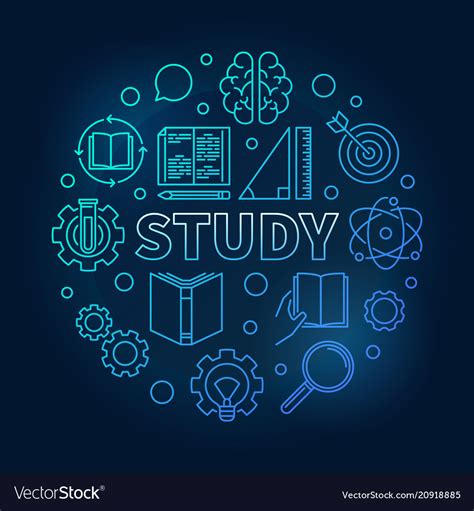 Study Round Education Blue Royalty Free Vector Image
