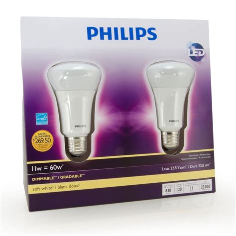 Philips 11w Soft White A Line Led Light Bulb 2 Pack The Home Depot