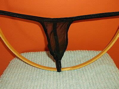 Mens G String Thong Bikini Extreme Micro Semi Curved Black Sheer Spandex EBay