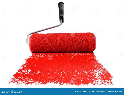 Roller With Red Paint Stock Image Image Of Wall Isolated 11158633