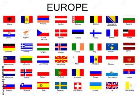 List Of All European Country Flags Stock Vector Adobe Stock