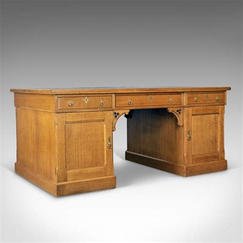 Antique Partner S Desk John Taylor And Son Edinburgh Gothic Oak Circa 1870 Partners Desk