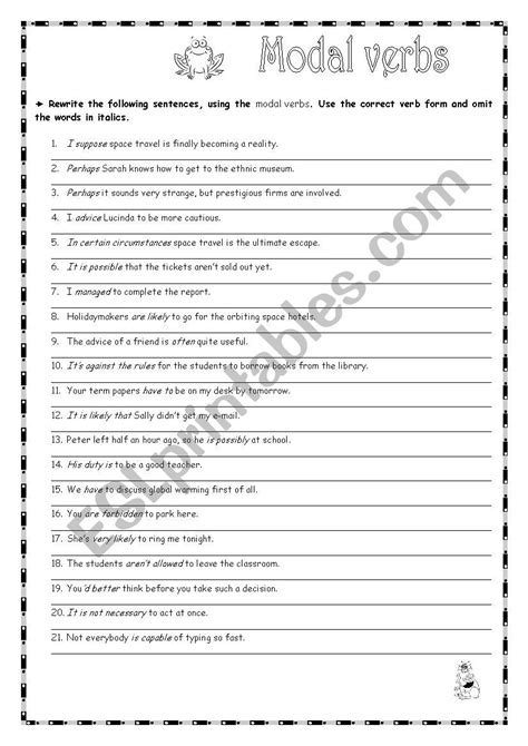 Modal Verbs Exercises With Answers Doc