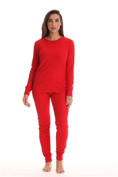 Just Love Womens Thermal Underwear Pajamas Set Red Medium