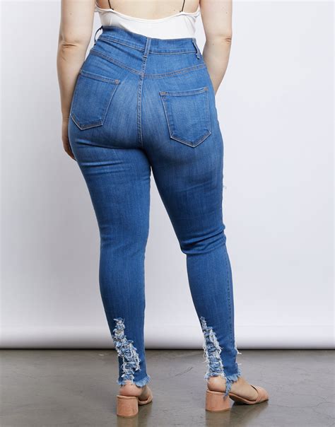 Plus Size Ripped Blue Jeans Best Plus Size Jeans Distressed Jeans 2020ave