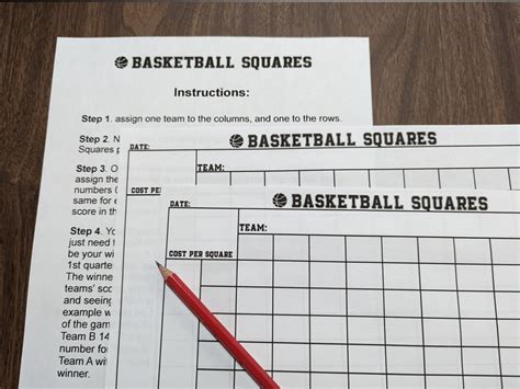 Basketball Squares Printable Basketball Grid Basketball Etsy