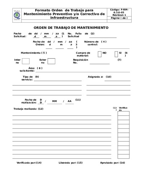 Doc Orden De Trabajo De Mantenimiento Michelle Solis