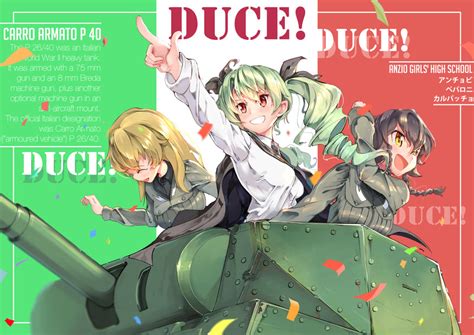 Anchovy Pepperoni And Carpaccio Girls Und Panzer Drawn By Tr