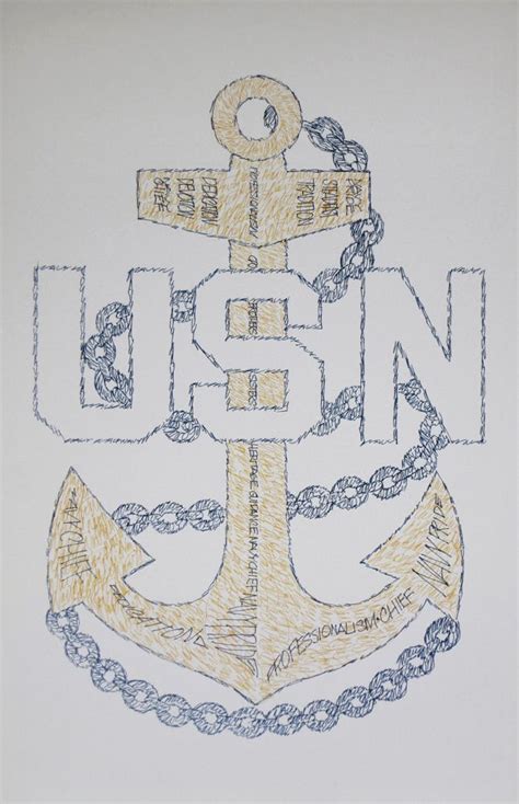 Navy Chief Petty Officer Cpo Art Lithograph Drawn From Words I Received