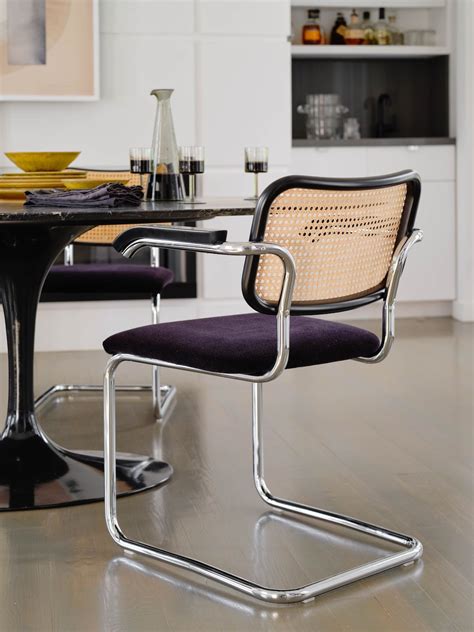 Cesca Chair With Arms Upholstered Seat And Cane Back Original Design