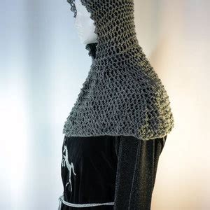 Faux Chain Mail Coif And Collar A Hand Knit Maille Hood And Cowl For