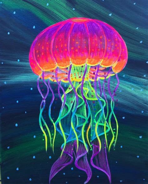 Jellyfish Painting Blacklight Etsy Jellyfish Painting Jellyfish