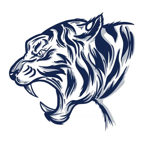 Side View Of Tiger Head Illustration Vector Art At Vecteezy