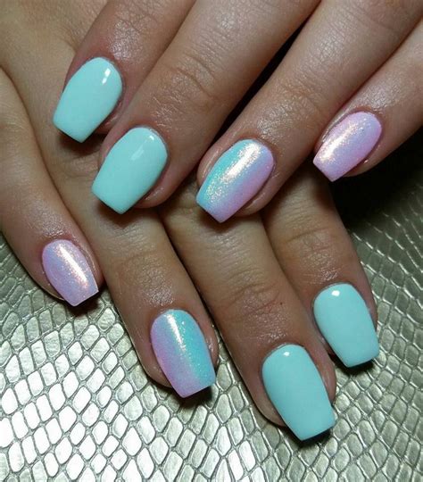 Nails Gel Blue Pink Glitter Mermaid Trendy Nails Mermaid Nails