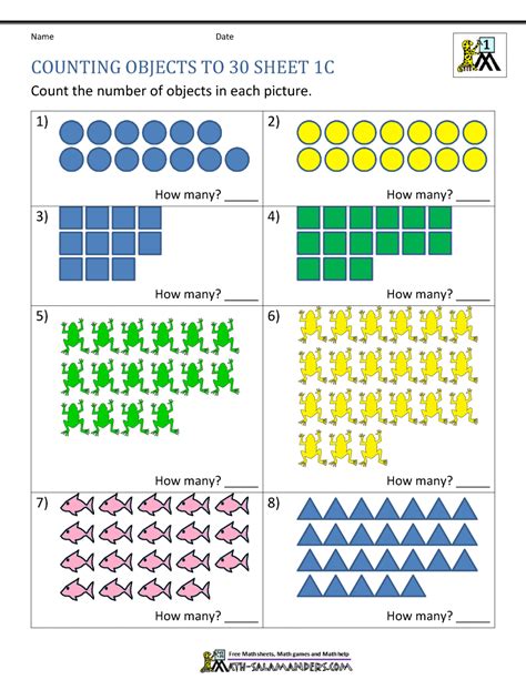 Free Printable Counting Objects Worksheets