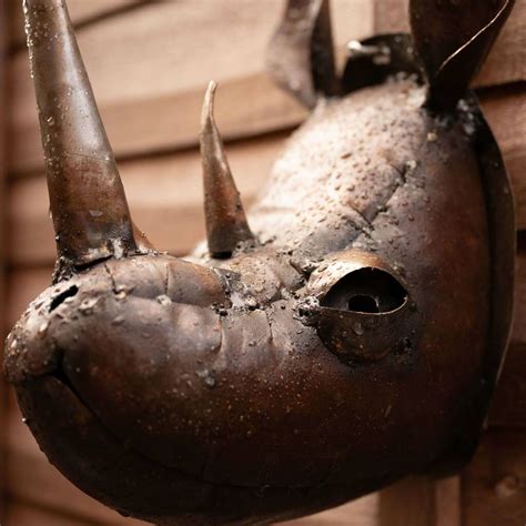 Rhino Head Recycled Metal Garden Sculpture By Chi Africa