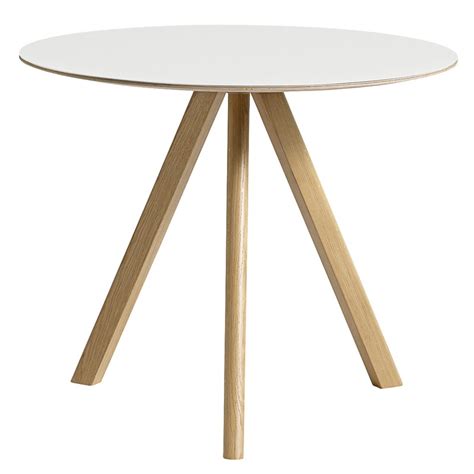 Hay Cph20 Round Table 90 Cm Lacquered Oak White Laminate Finnish