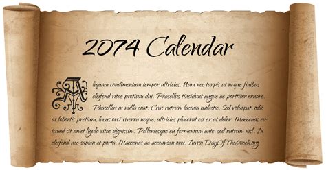 2074 Calendar What Day Of The Week