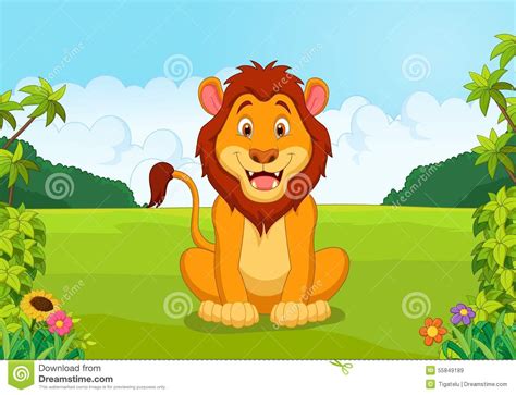 Cartoon Happy Lion Stock Vector Illustration Of Cute