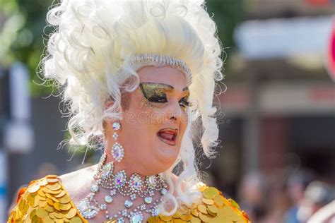 Drag Queen With White Wig At Christopher Street Day Editorial Stock